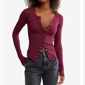 Free people going places thermal cardi top XL